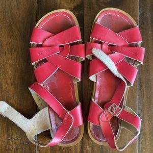 Salt Water Sandals, red leather, non slip sole